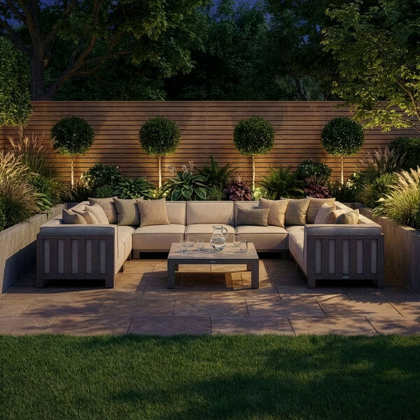 Ibiza U Shape Sofa Set With Square Coffee Table - Latte