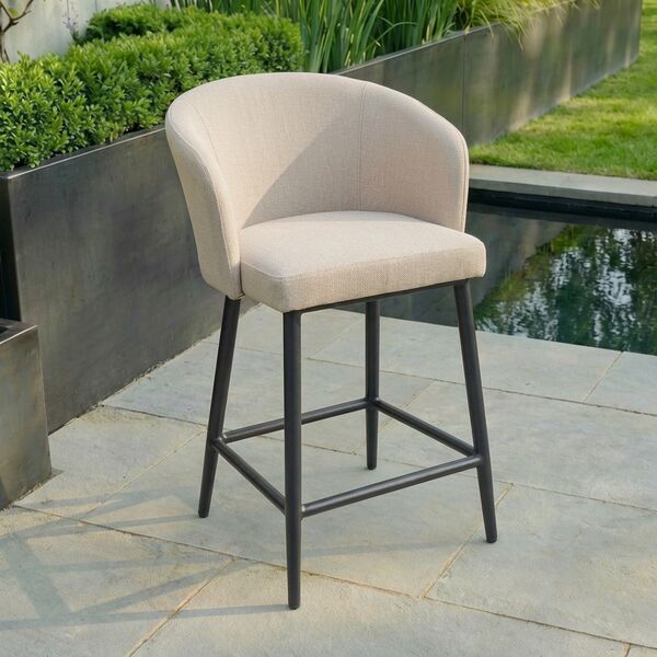 Fabric Zen Small Bar Stool - Oatmeal