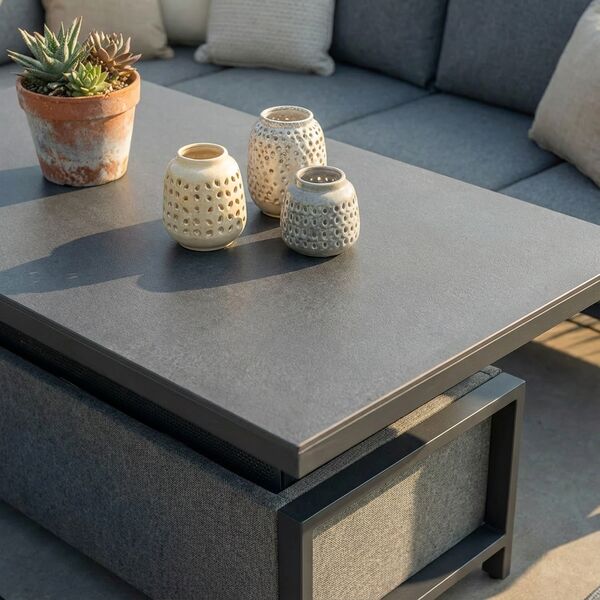 Pulse Rectangular Corner Dining Set with Rising Table - Zinc Grey