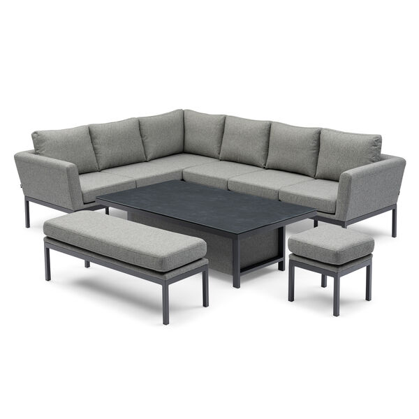 Pulse Rectangular Corner Dining Set with Rising Table - Zinc Grey