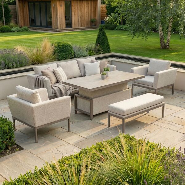 Pulse 3 Seat Sofa Set with Rising Table - Latte