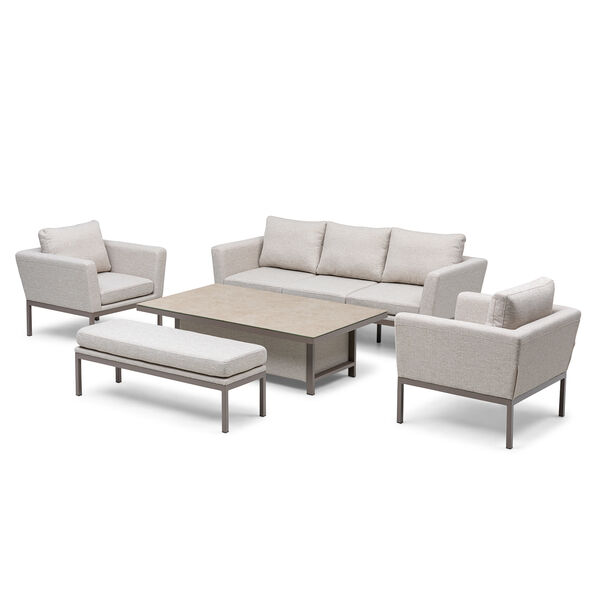 Pulse 3 Seat Sofa Set with Rising Table - Latte