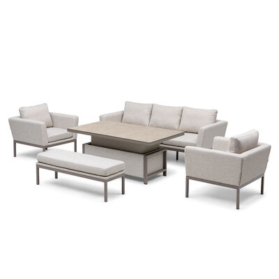 Pulse 3 Seat Sofa Set with Rising Table - Latte