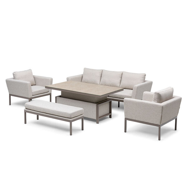 Pulse 3 Seat Sofa Set with Rising Table - Latte