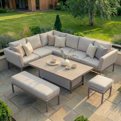Pulse Rectangular Corner Dining Set with Rising Table - Latte