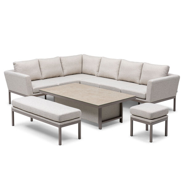 Pulse Rectangular Corner Dining Set with Rising Table - Latte