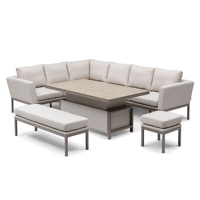 Pulse Rectangular Corner Dining Set with Rising Table - Latte