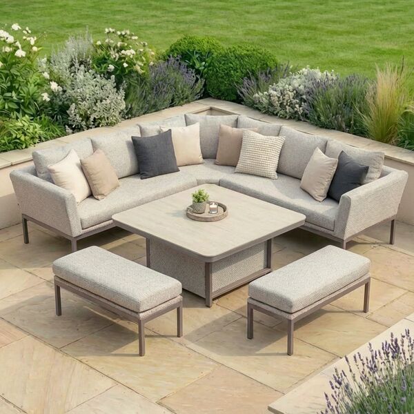 Pulse Deluxe Square Corner Dining Set with Rising Table - Latte