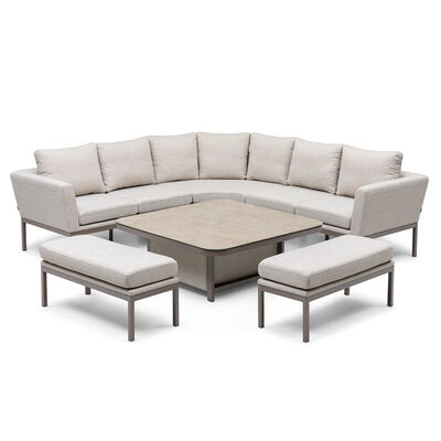Pulse Deluxe Square Corner Dining Set with Rising Table - Latte
