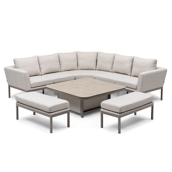 Pulse Deluxe Square Corner Dining Set with Rising Table - Latte