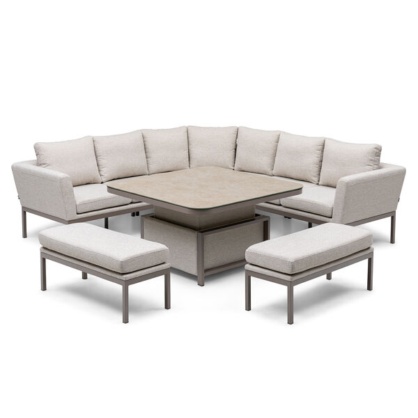 Pulse Deluxe Square Corner Dining Set with Rising Table - Latte