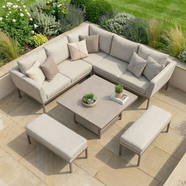 Pulse Square Corner Dining Set with Rising Table - Latte
