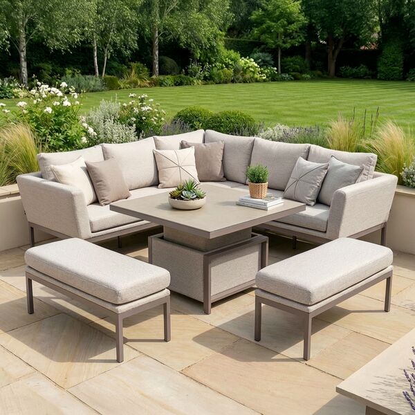 Pulse Square Corner Dining Set with Rising Table - Latte