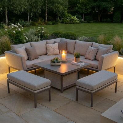 Pulse Square Corner Dining Set with Rising Table - Latte