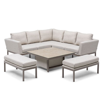 Pulse Square Corner Dining Set with Rising Table - Latte