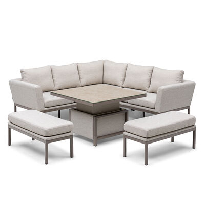 Pulse Square Corner Dining Set with Rising Table - Latte