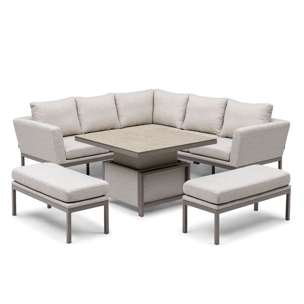 Pulse Square Corner Dining Set with Rising Table - Latte