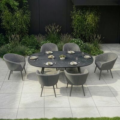 Ambition 6 Seat Oval Dining Set - Zinc Grey