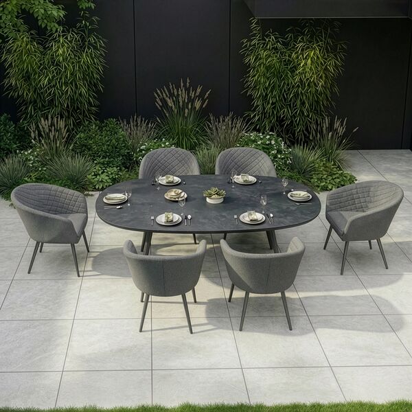Ambition 6 Seat Oval Dining Set - Zinc Grey