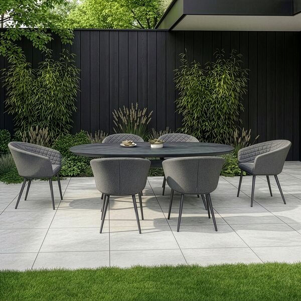 Ambition 6 Seat Oval Dining Set - Zinc Grey