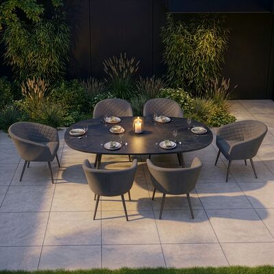 Ambition 6 Seat Oval Dining Set - Zinc Grey