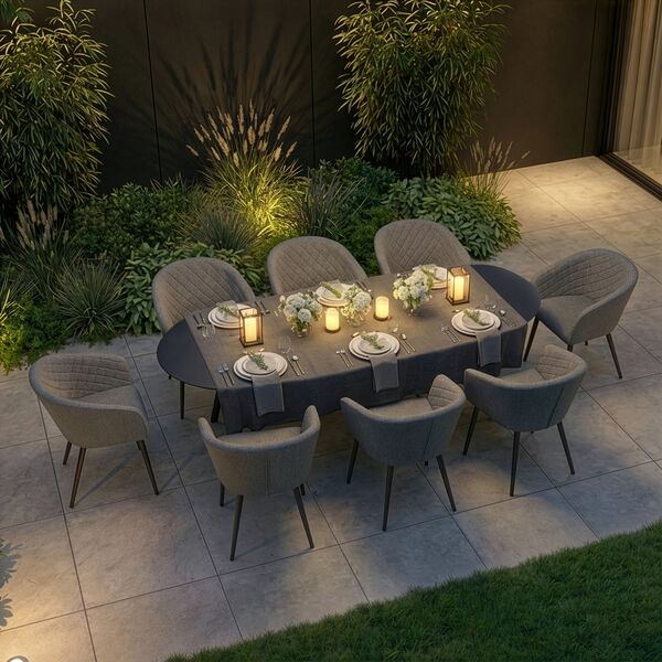 Ambition 8 Seat Oval Dining Set - Zinc Grey