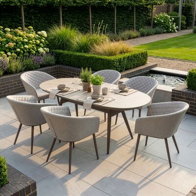 Ambition 6 Seat Oval Dining Set - Latte