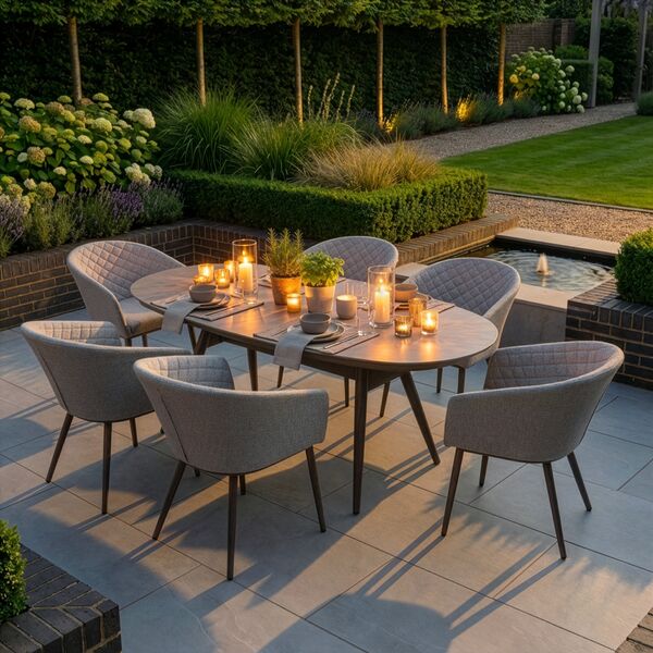 Ambition 6 Seat Oval Dining Set - Latte