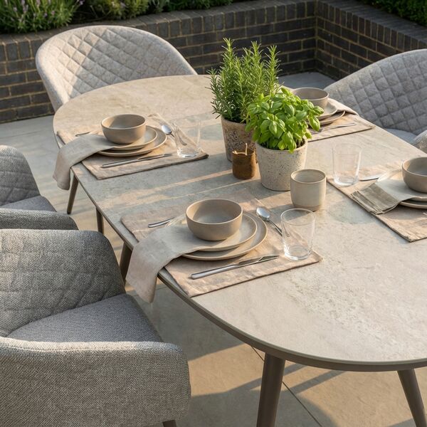 Ambition 6 Seat Oval Dining Set - Latte