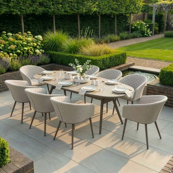 Ambition 8 Seat Oval Dining Set - Latte