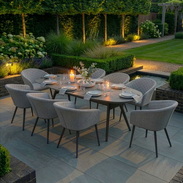 Ambition 8 Seat Oval Dining Set - Latte