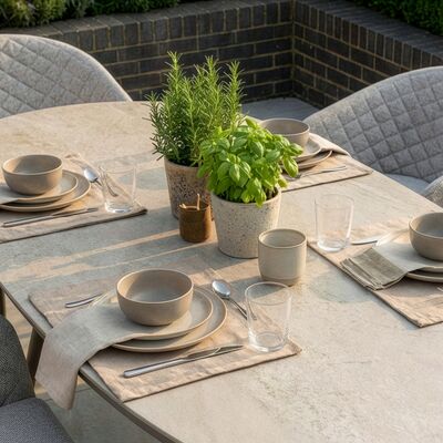 Ambition 8 Seat Oval Dining Set - Latte