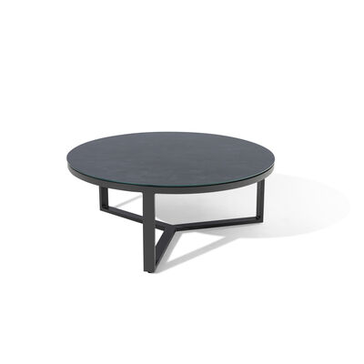 Maze Round Coffee Table With x3 Footstools - Zinc Grey