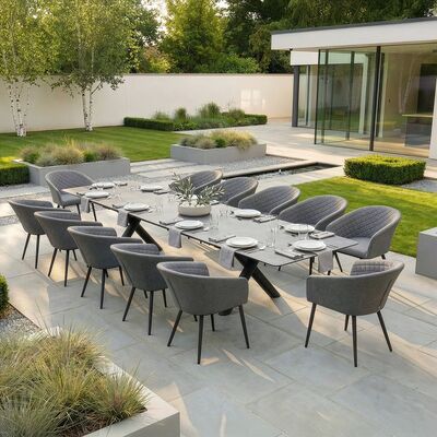 Maxim 8 - 12 Seat Extending Dining Table - Charcoal  with Ambition Chairs - Zinc Grey
