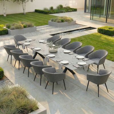 Maxim 8 - 12 Seat Extending Dining Table - Charcoal  with Ambition Chairs - Zinc Grey