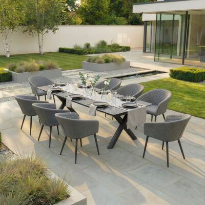 Maxim 8 - 12 Seat Extending Dining Table - Charcoal  with Ambition Chairs - Zinc Grey
