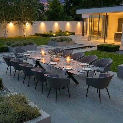 Maxim 8 - 12 Seat Extending Dining Table - Charcoal  with Ambition Chairs - Zinc Grey