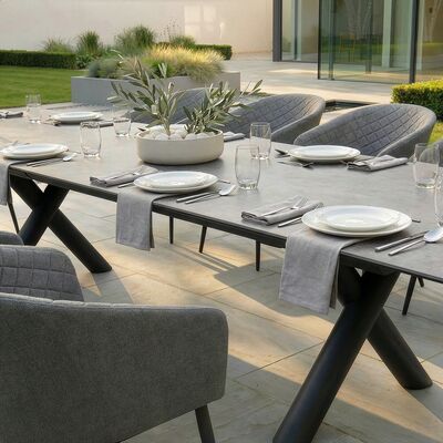 Maxim 8 - 12 Seat Extending Dining Table - Charcoal  with Ambition Chairs - Zinc Grey