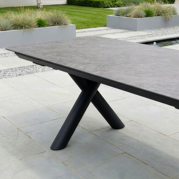Maxim 8 - 12 Seat Extending Dining Table - Charcoal  with Ambition Chairs - Zinc Grey