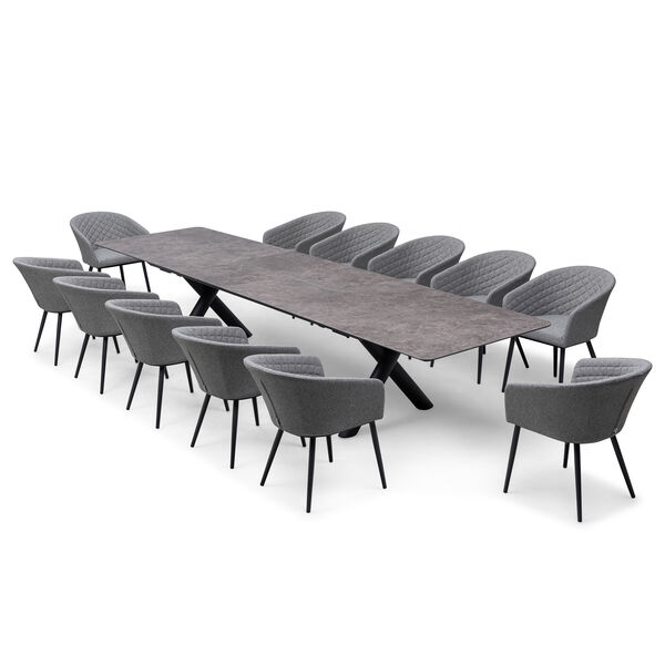 Maxim 8 - 12 Seat Extending Dining Table - Charcoal  with Ambition Chairs - Zinc Grey