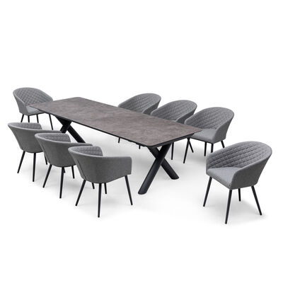 Maxim 8 - 12 Seat Extending Dining Table - Charcoal  with Ambition Chairs - Zinc Grey