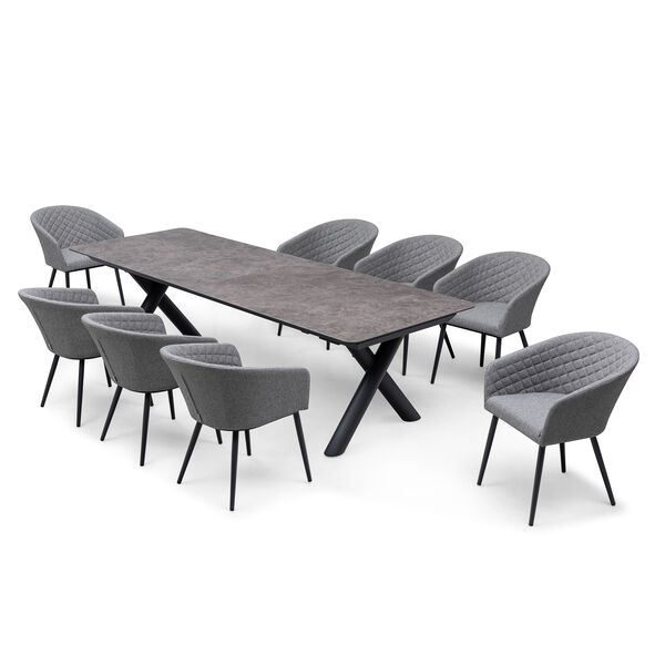Maxim 8 - 12 Seat Extending Dining Table - Charcoal  with Ambition Chairs - Zinc Grey