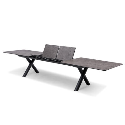 Maxim 8 - 12 Seat Extending Dining Table - Charcoal  with Ambition Chairs - Zinc Grey