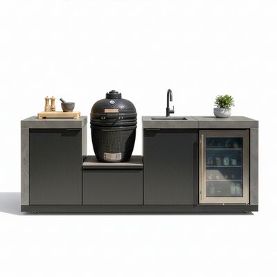 Maze Ember Outdoor Kitchen Small Linear Kamado Sink and Fridge (with Kamado)