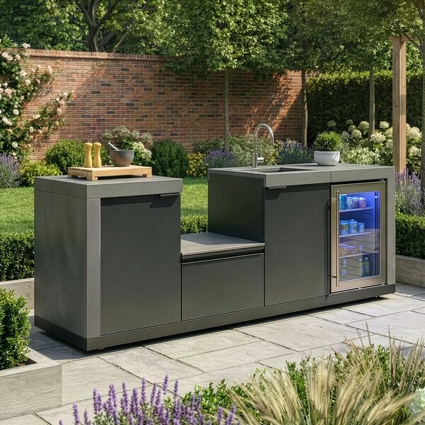 Maze Ember Outdoor Kitchen Small Linear Kamado Sink and Fridge (without  Kamado)