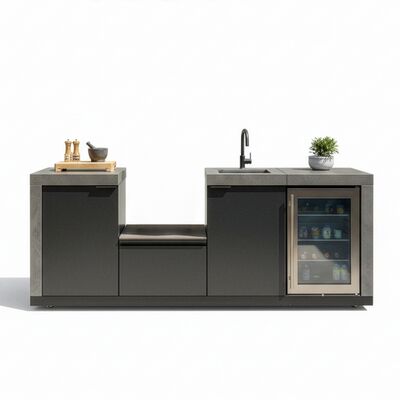Maze Ember Outdoor Kitchen Small Linear Kamado Sink and Fridge (without  Kamado)