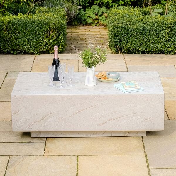 Rectangular Stone Coffee Table - Marble Effect