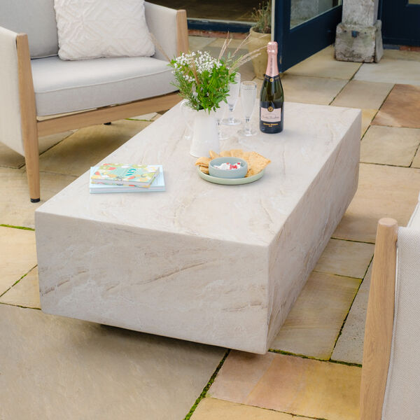 Rectangular Stone Coffee Table - Marble Effect