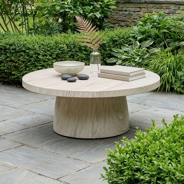 Round Stone Coffee Table - Marble Effect