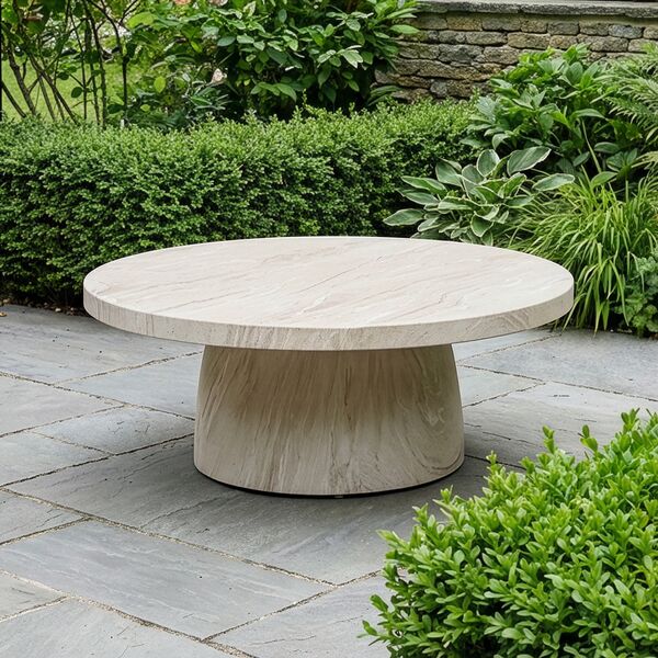 Round Stone Coffee Table - Marble Effect